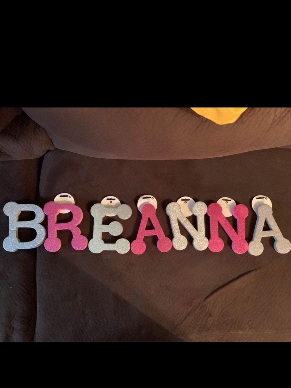 BREANNA Glitter Self-Adhesive Foam Letter - Pink & Silver